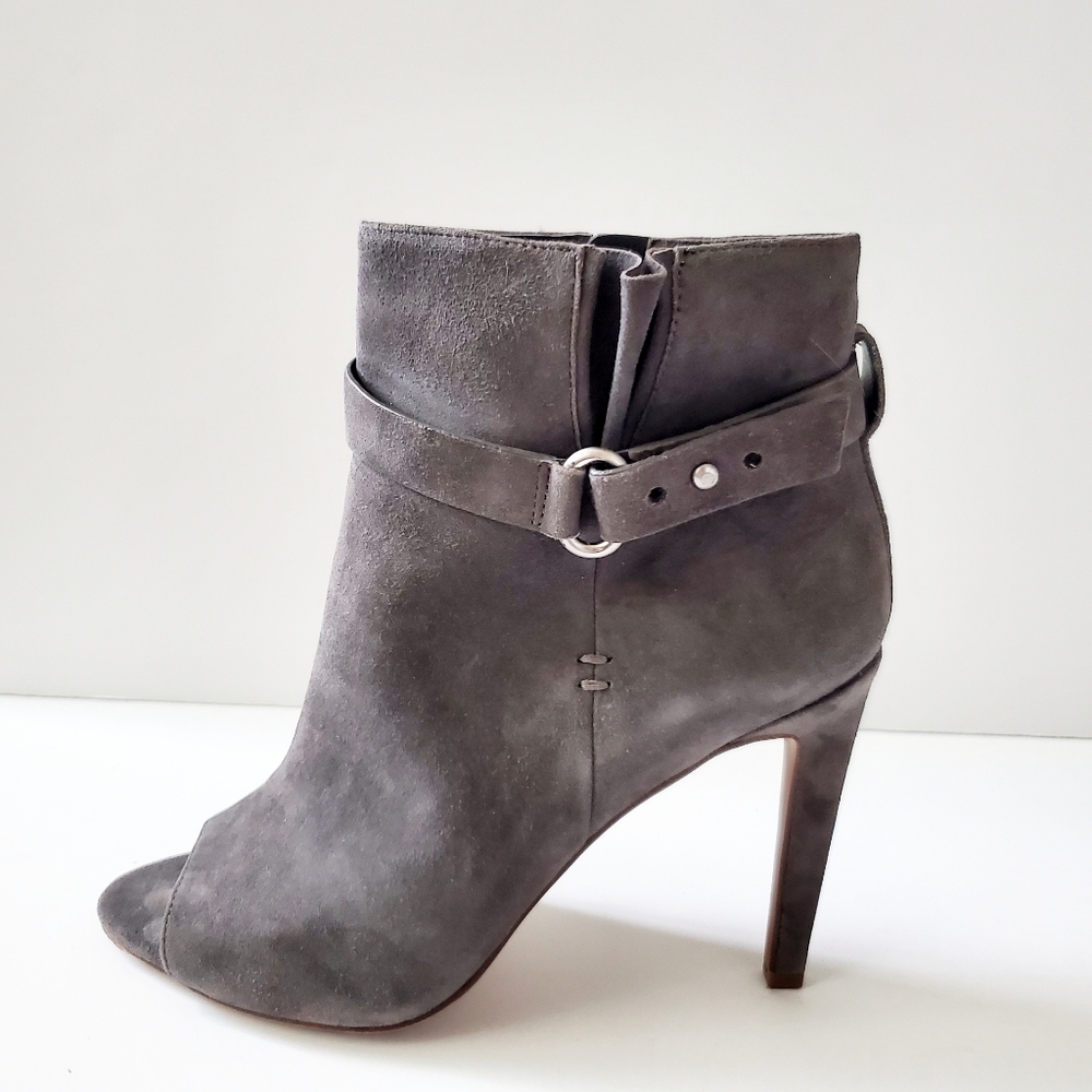 BCBGeneration Carolina Gray Suede Peep Toe Booties